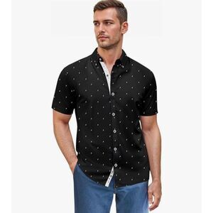 Ethanol NYC Slim Fit Tech Stretch Short Sleeve Shirt Black Print Men’s L NWT